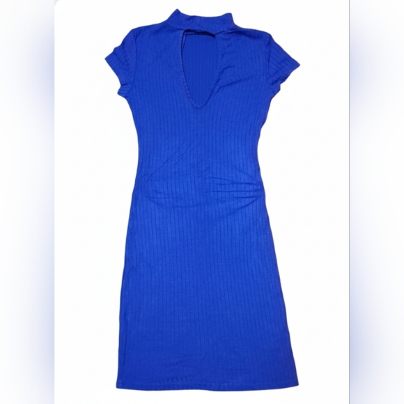Revamped Dresses & Skirts - Revamped Elegant Blue Ribbed Dress
